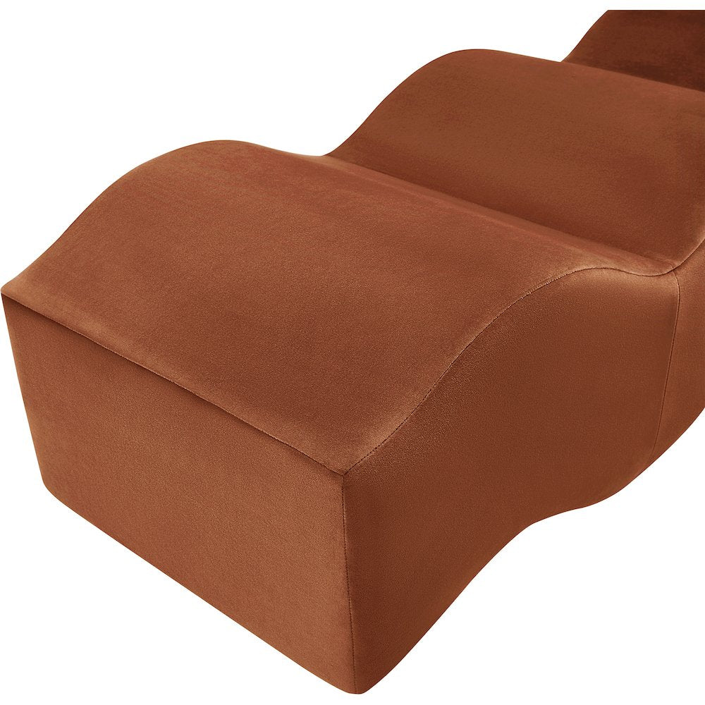 Wave Cognac Velvet Bench