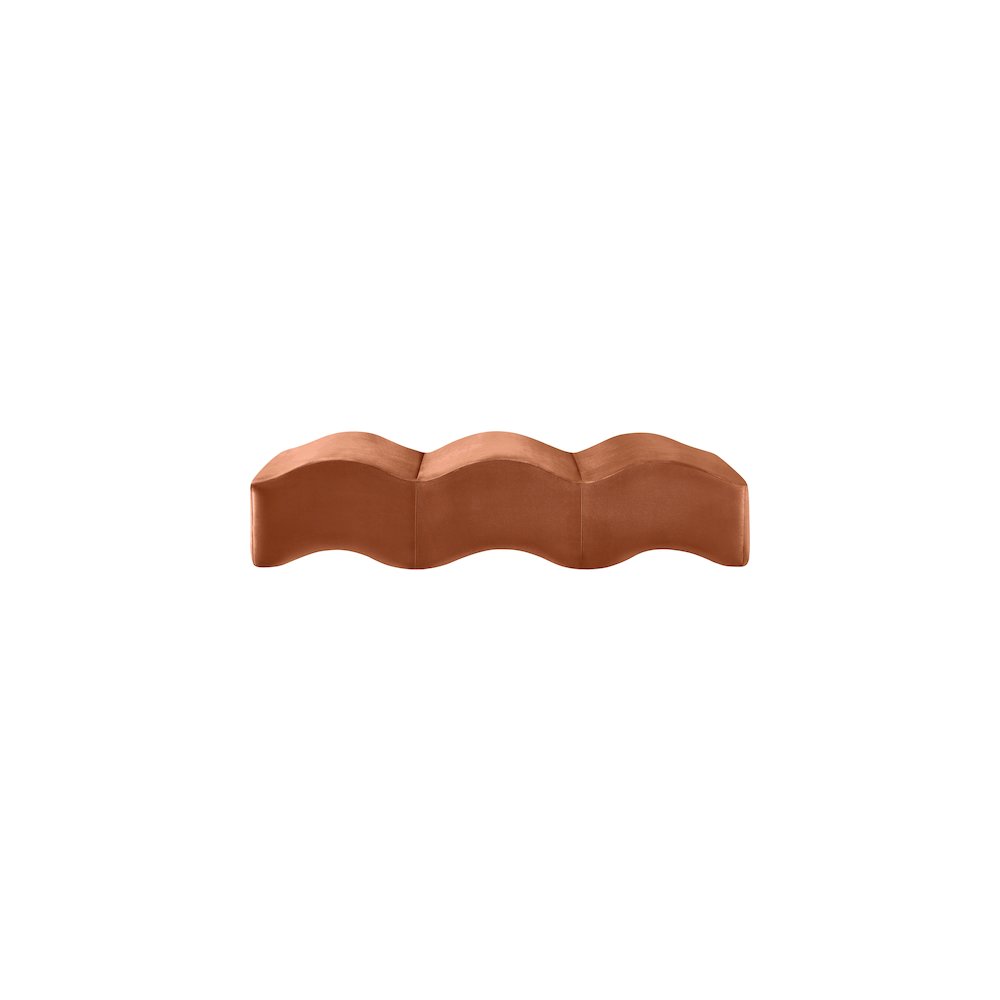 Wave Cognac Velvet Bench
