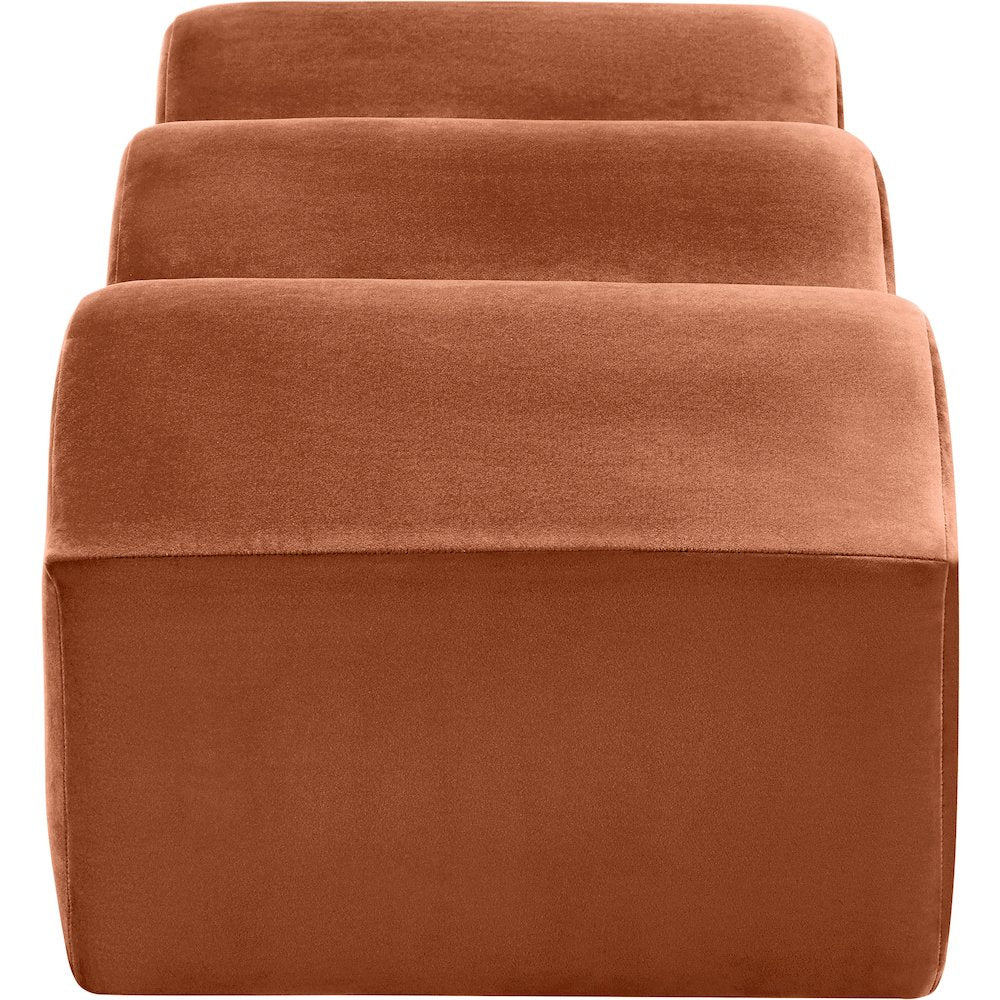 Wave Cognac Velvet Bench
