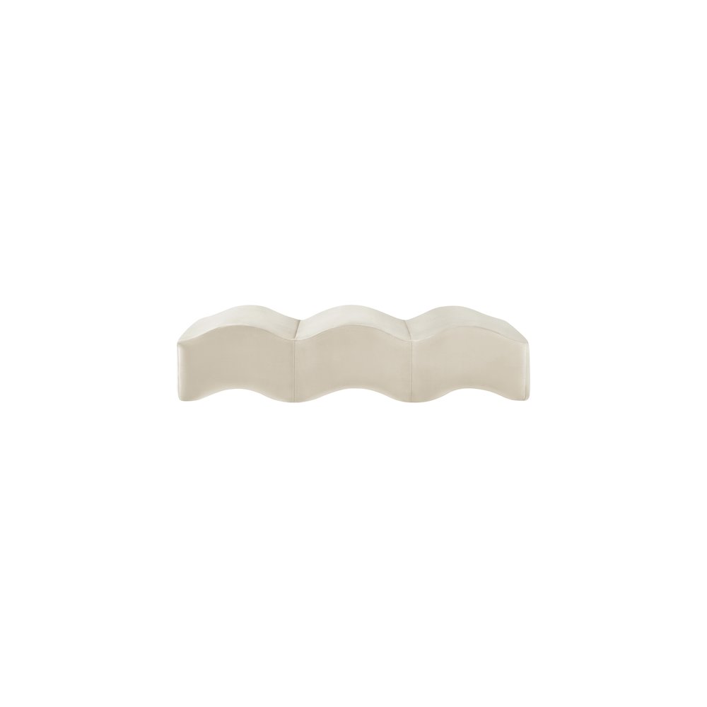 Wave Cream Velvet Bench