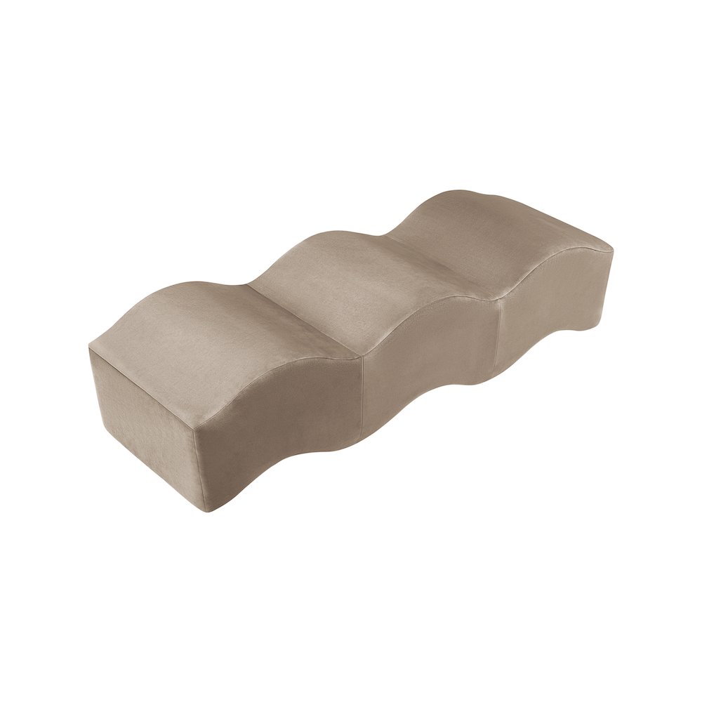 Wave Taupe Velvet Bench