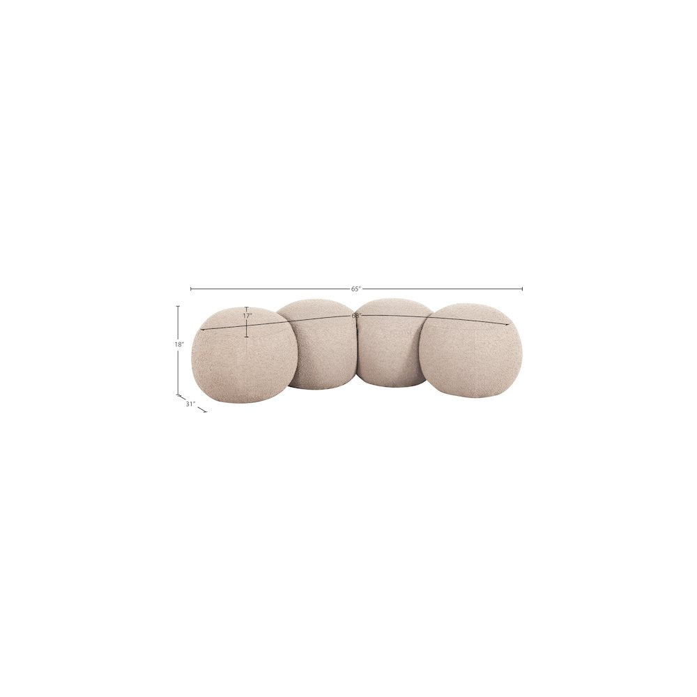 Apollo Beige Boucle Fabric Bench