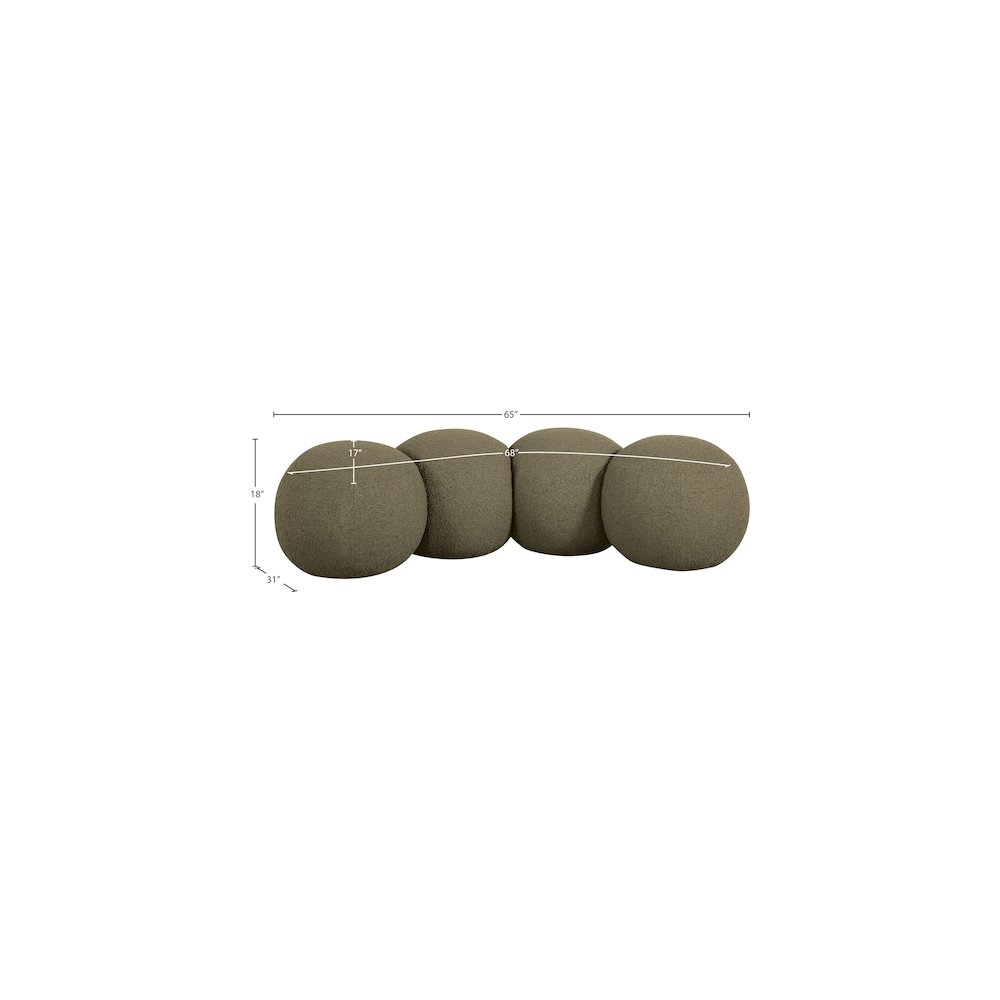 Apollo Olive Boucle Fabric Bench