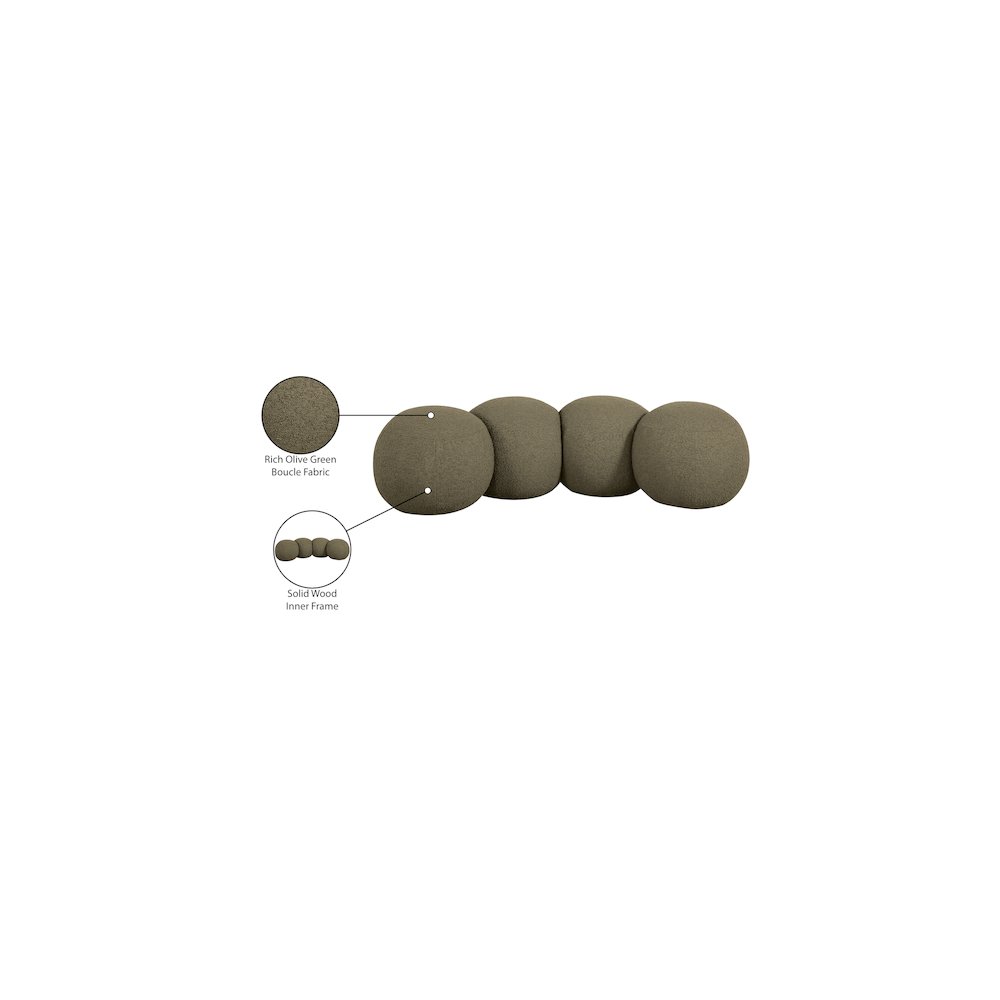 Apollo Olive Boucle Fabric Bench