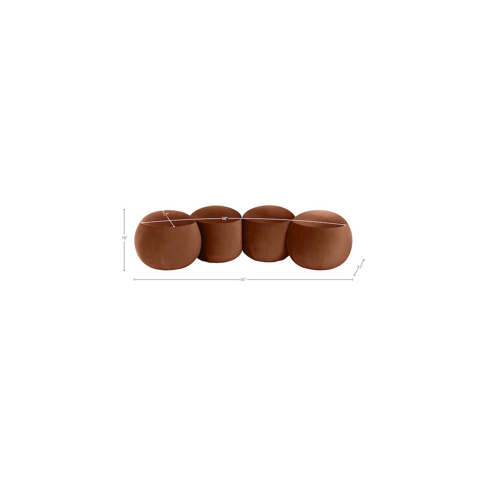 Apollo Cognac Velvet Bench