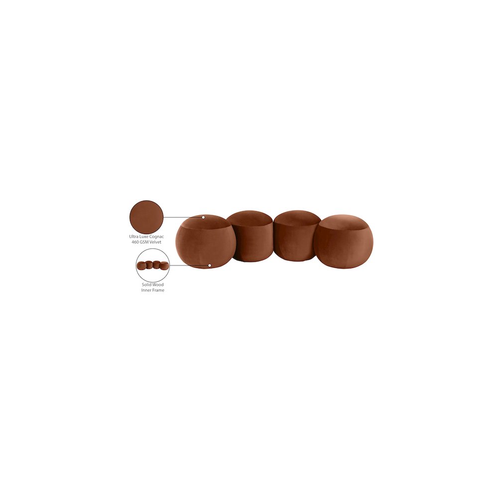 Apollo Cognac Velvet Bench