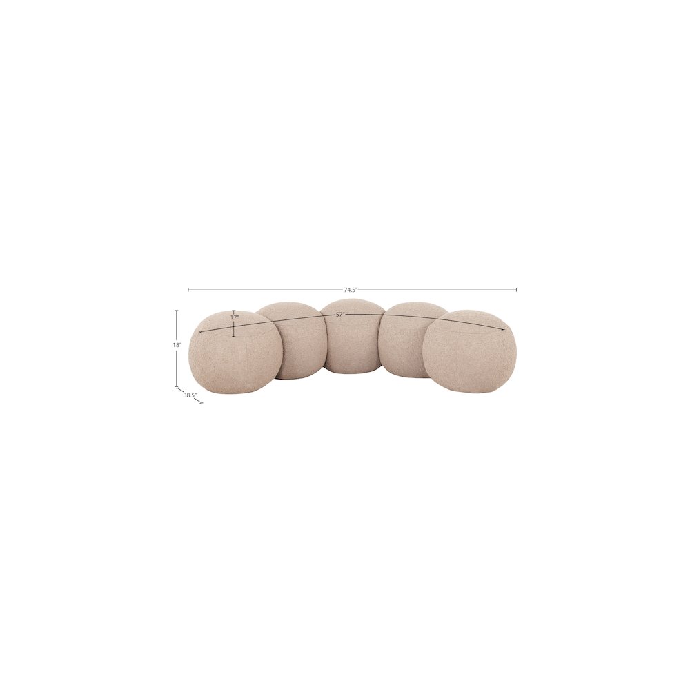 Apollo Beige Boucle Fabric Bench