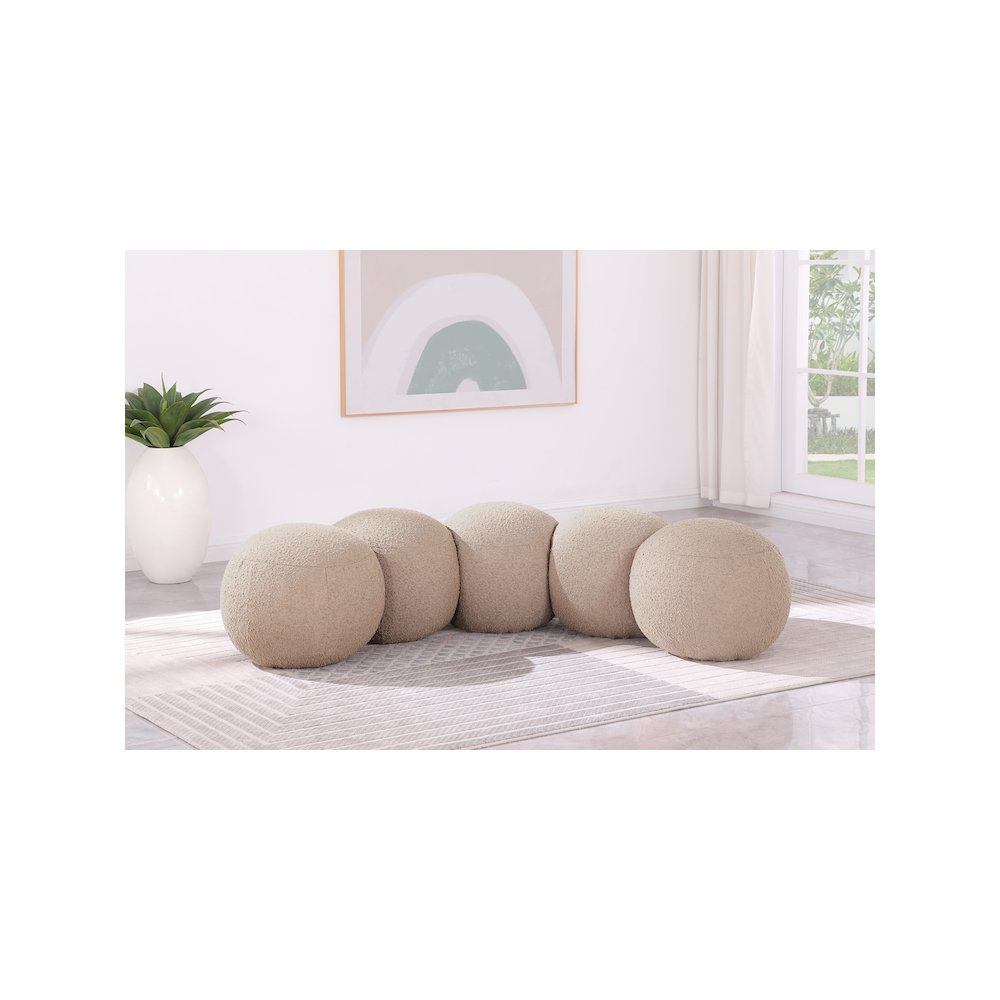 Apollo Beige Boucle Fabric Bench