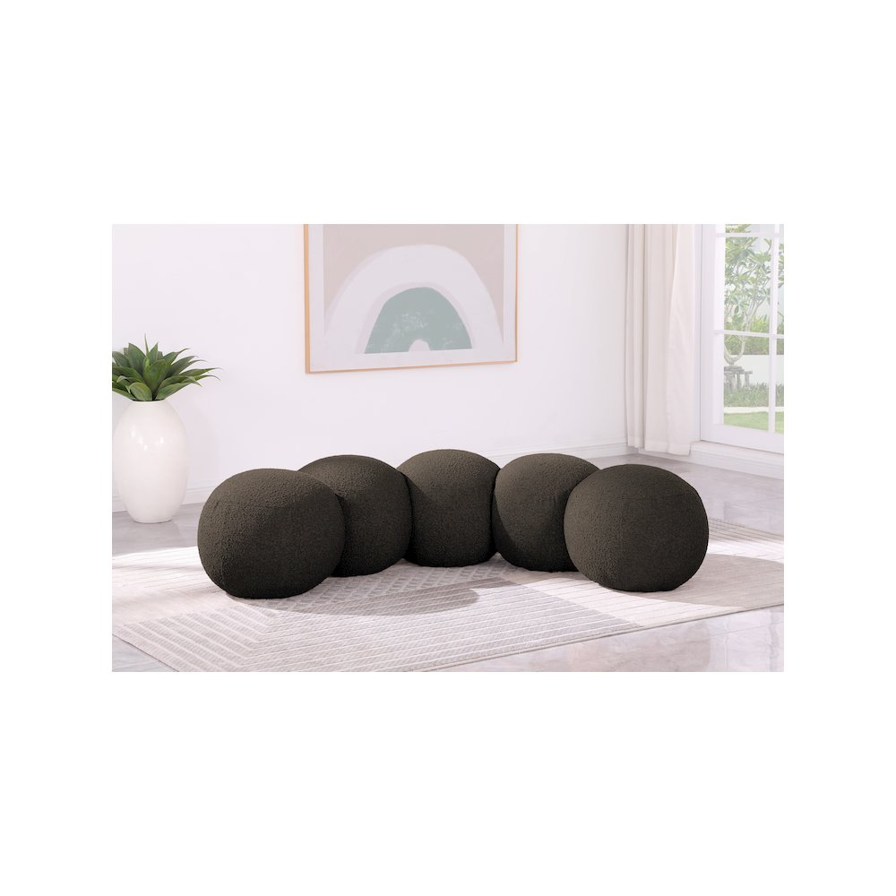 Apollo Brown Boucle Fabric Bench