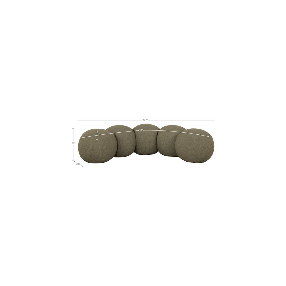 Apollo Olive Boucle Fabric Bench