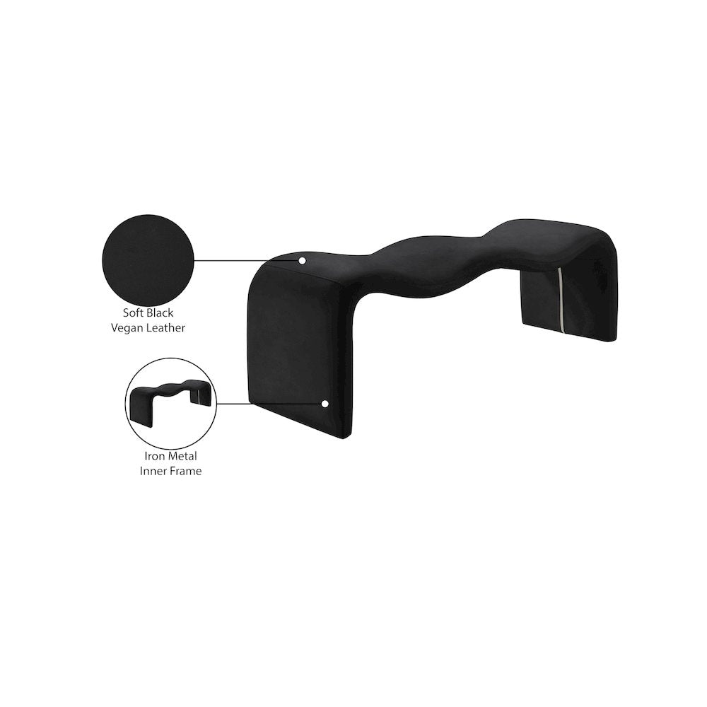 Willow Black Vegan Leather Bench