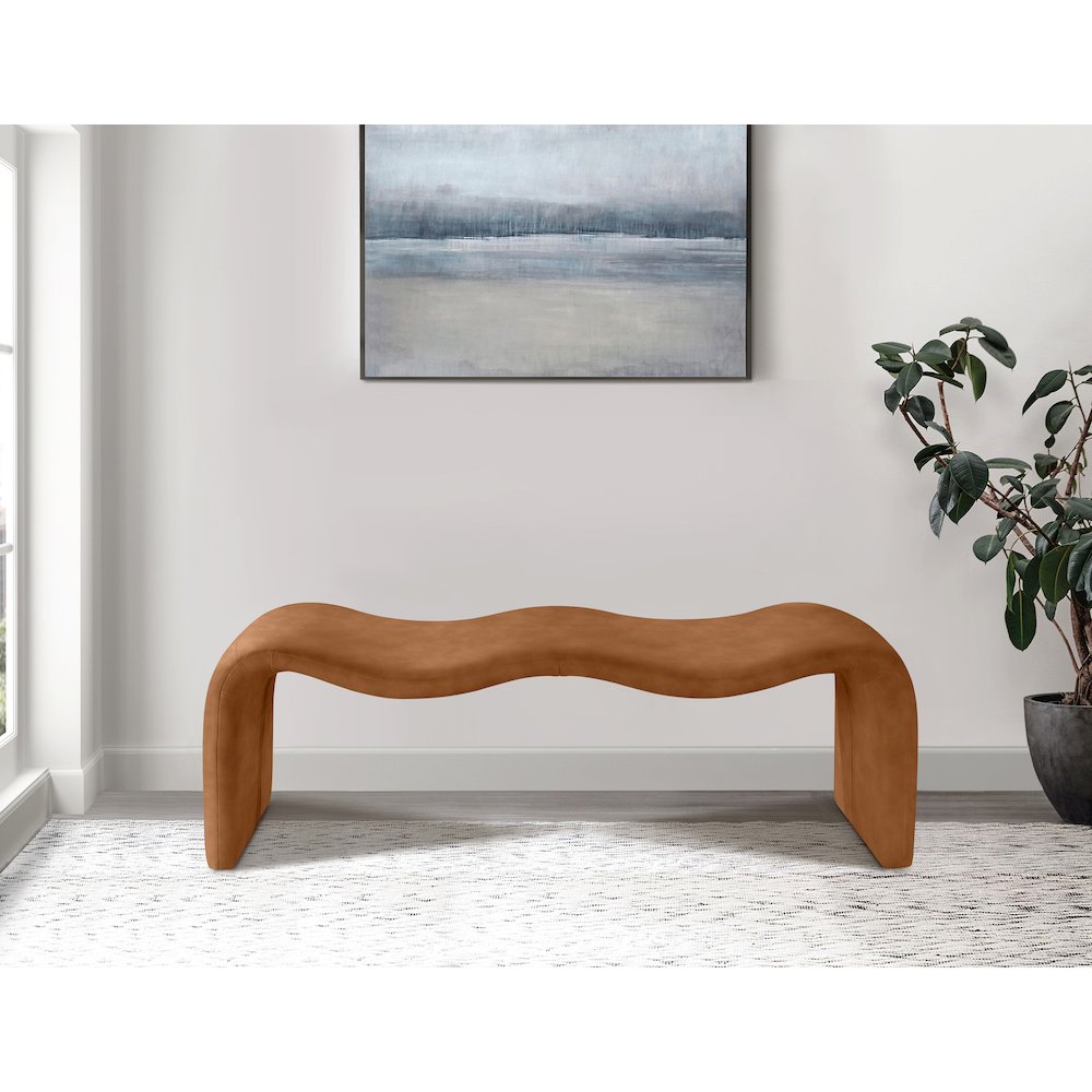 Willow Cognac Vegan Leather Bench
