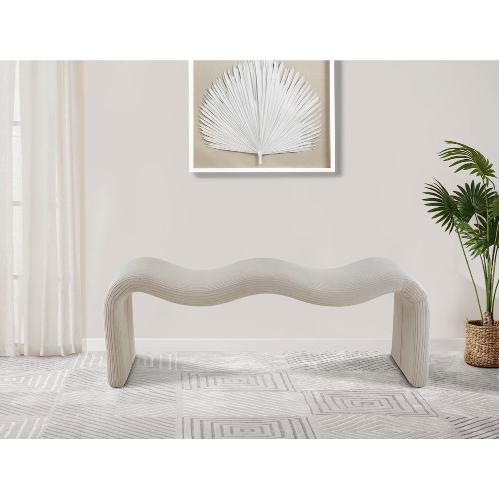 Willow Beige Corduroy Fabric Bench