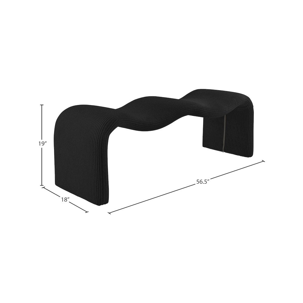 Willow Black Corduroy Fabric Bench