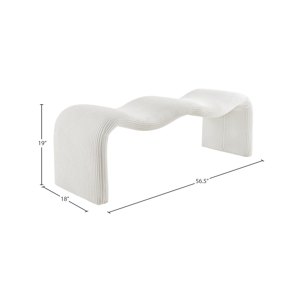Willow Cream Corduroy Fabric Bench