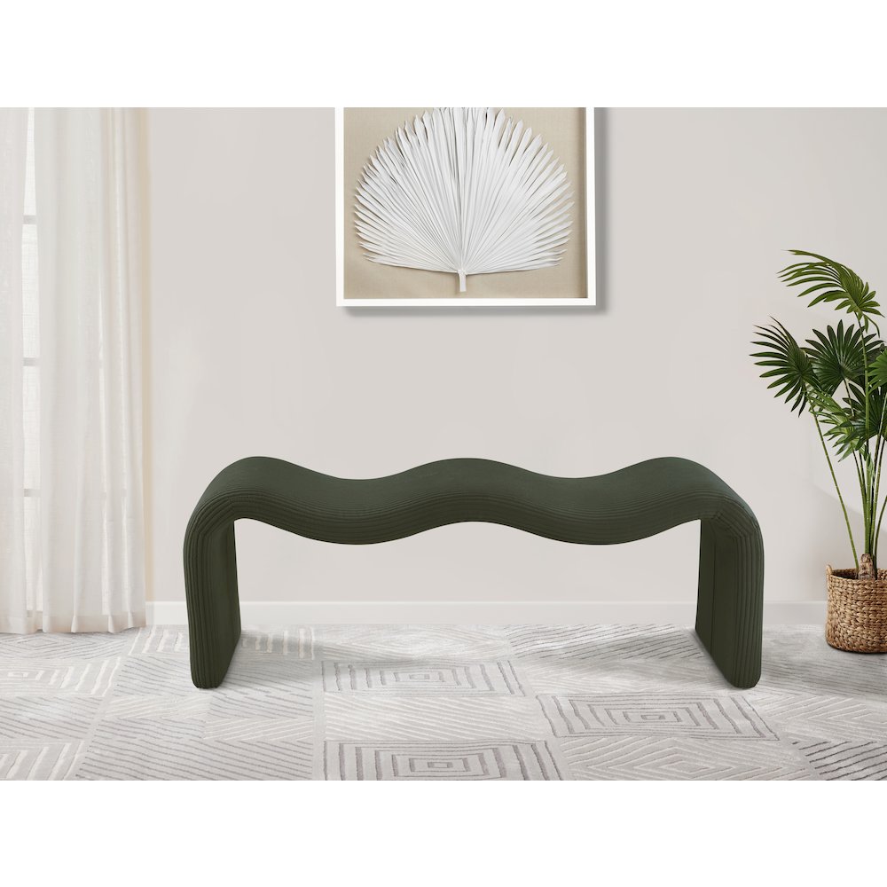 Willow Green Corduroy Fabric Bench