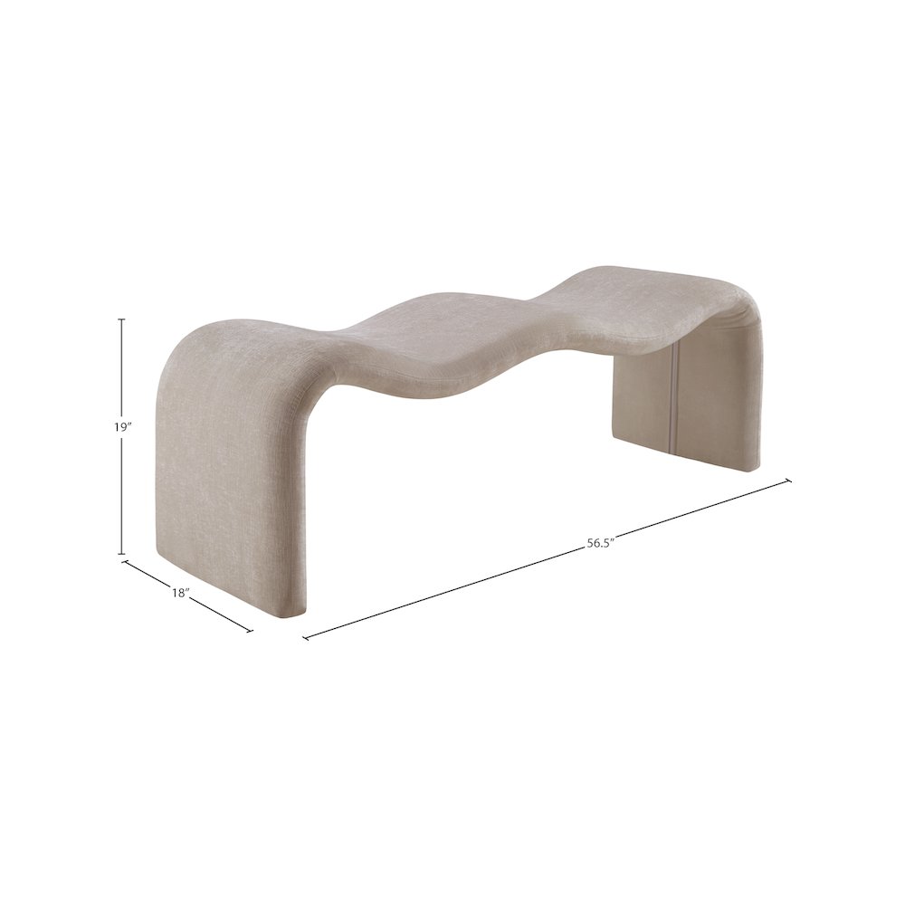 Willow Beige Chenille Fabric Bench