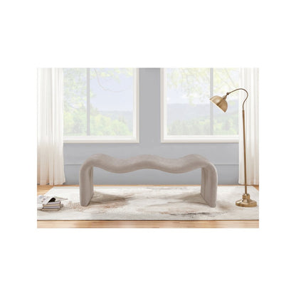 Willow Beige Chenille Fabric Bench