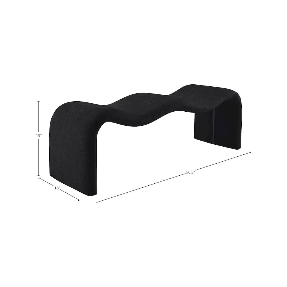 Willow Black Chenille Fabric Bench