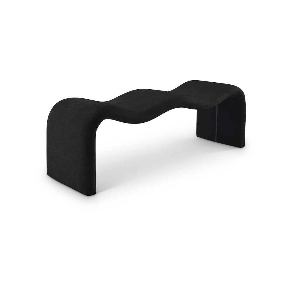 Willow Black Chenille Fabric Bench
