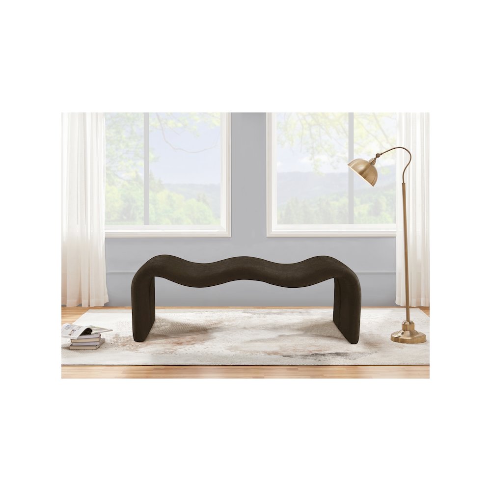 Willow Brown Chenille Fabric Bench