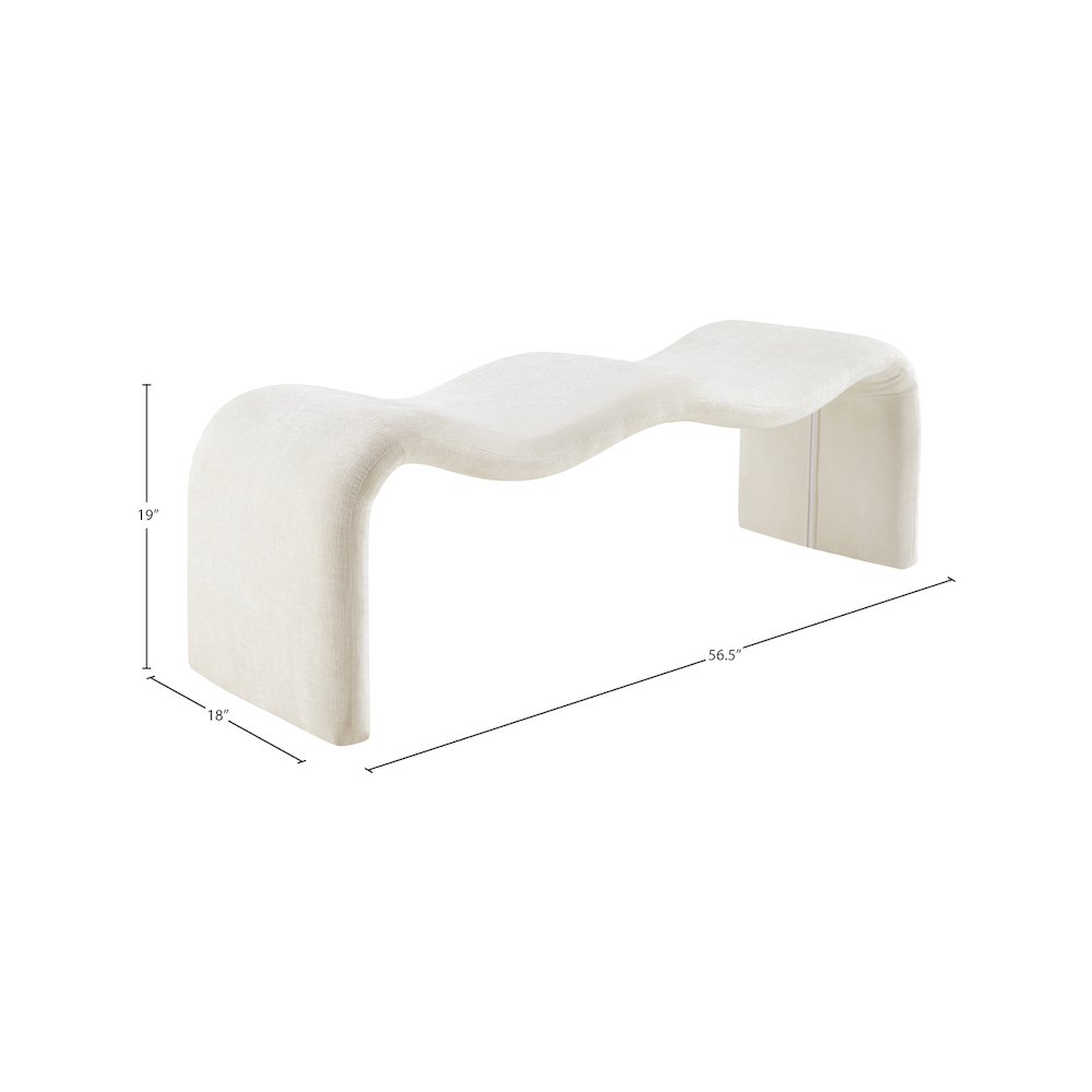 Willow Cream Chenille Fabric Bench