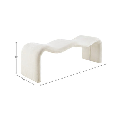 Willow Cream Chenille Fabric Bench