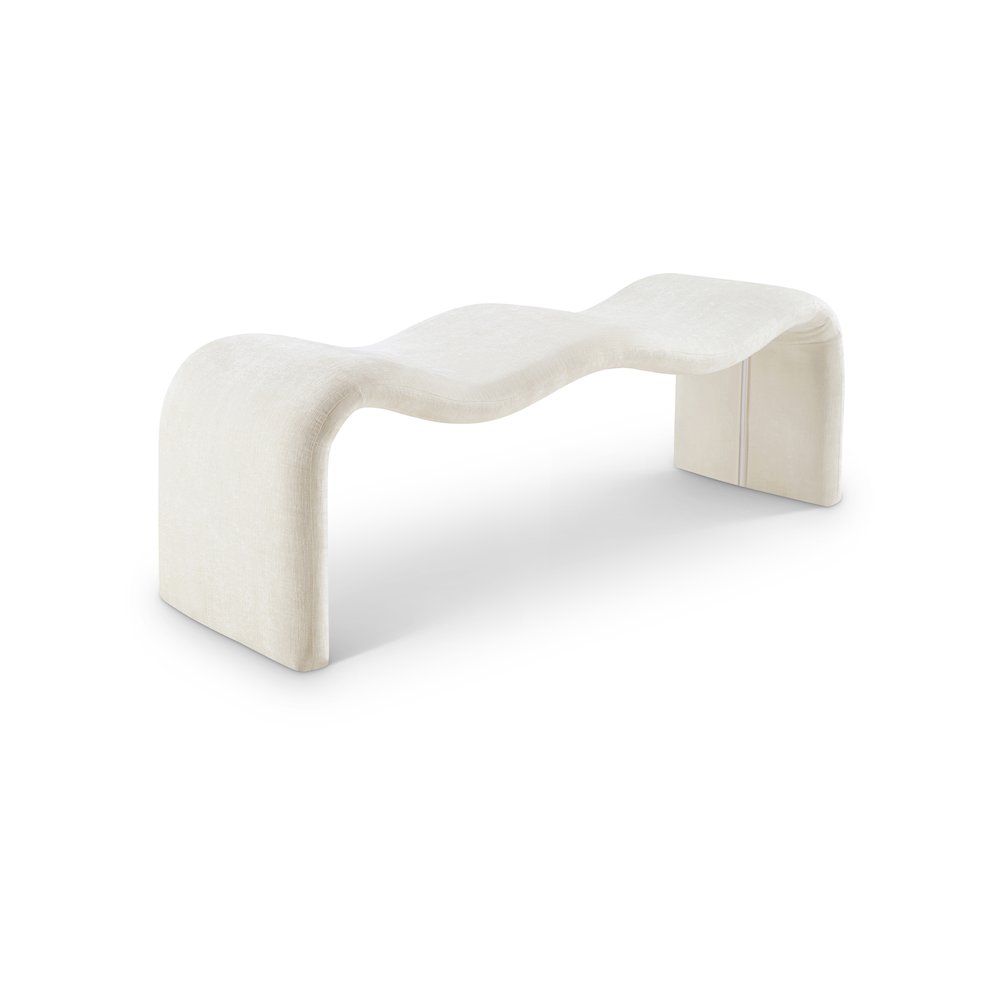 Willow Cream Chenille Fabric Bench