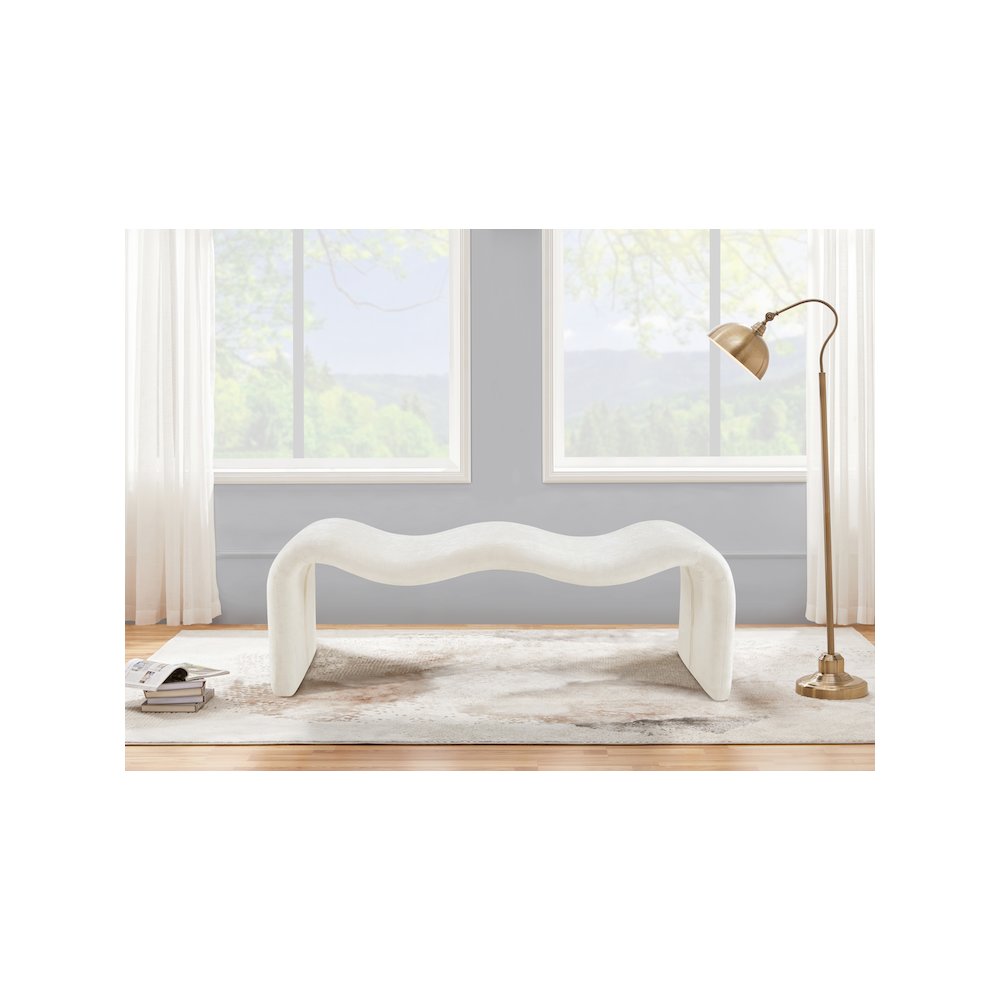 Willow Cream Chenille Fabric Bench