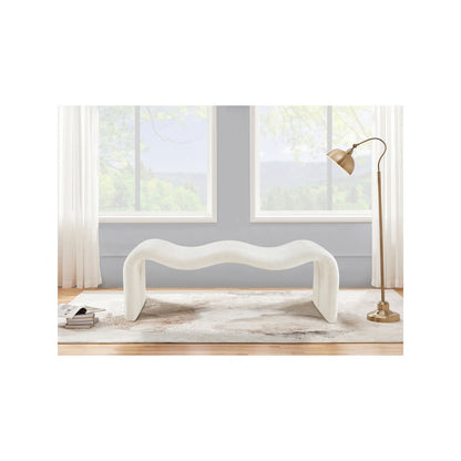 Willow Cream Chenille Fabric Bench
