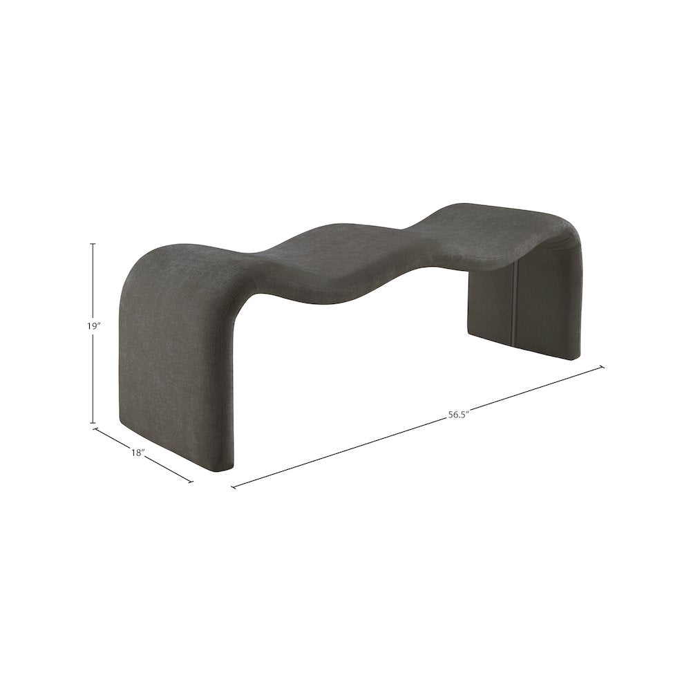 Willow Grey Chenille Fabric Bench