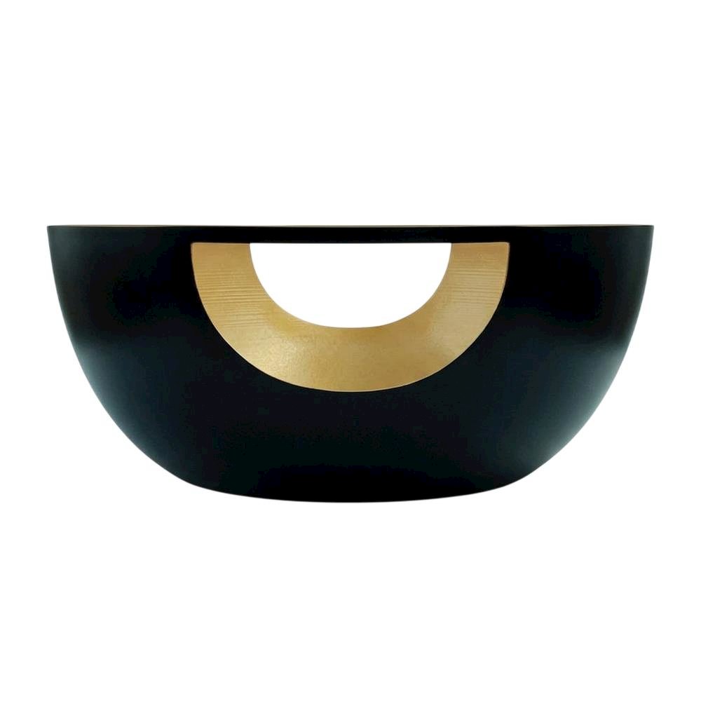 Black and gold lacquer coffee table with contemporary style and sleek finish