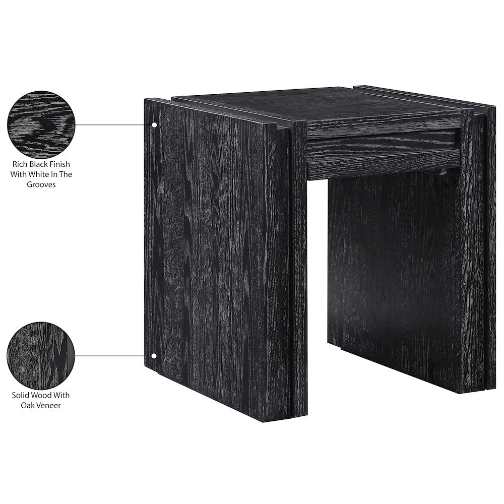 Stanton Black Oak Veneer And Solid Wood End Table