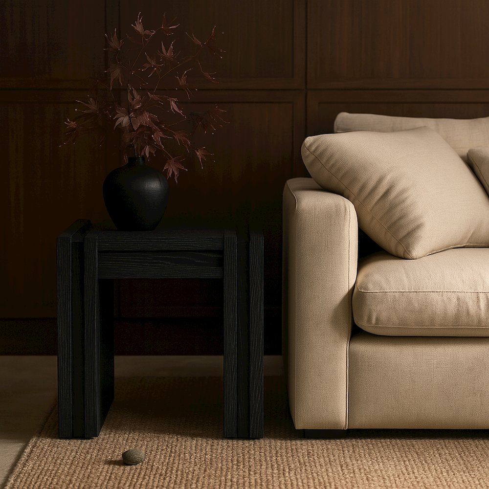 Stanton Black Oak Veneer And Solid Wood End Table