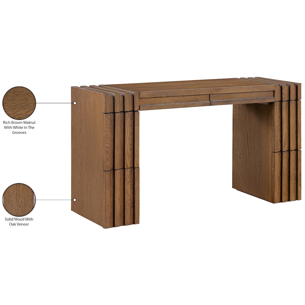 Stanton Brown Oak Veneer And Solid Wood Console Table