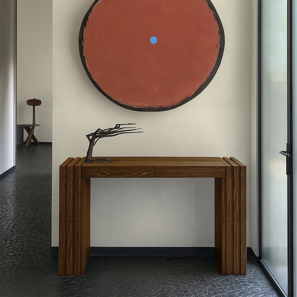 Stanton Brown Oak Veneer And Solid Wood Console Table