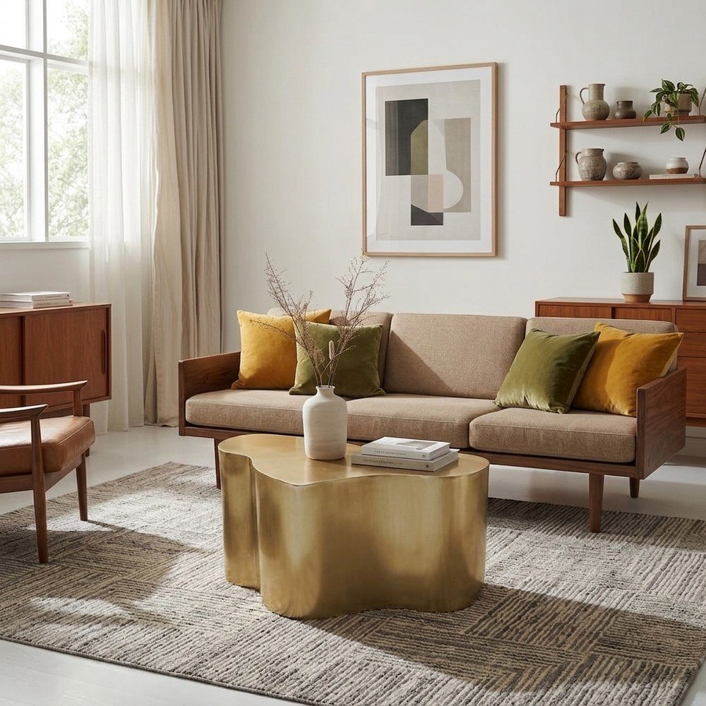 Iron and MDF Modern Rectangle Cocktail Table for Living Room