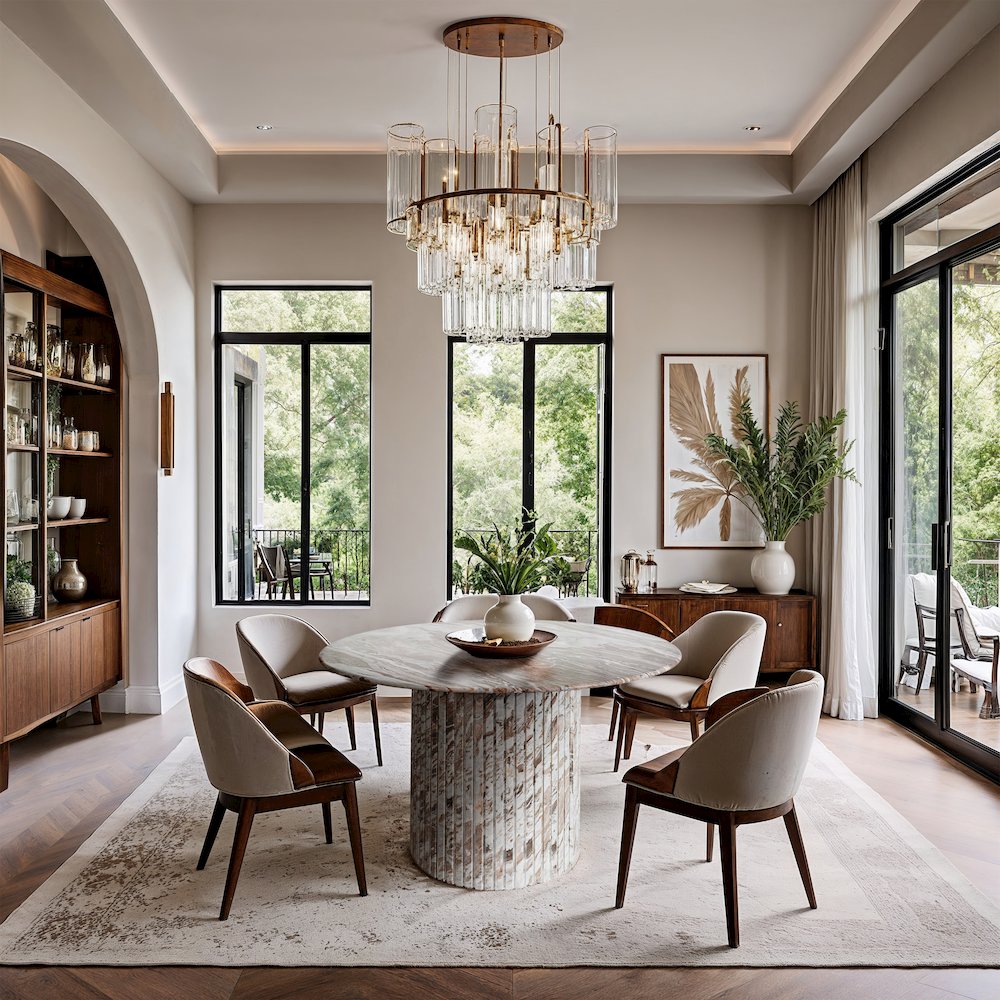 Genoa 48" Brown Marble Dining Table