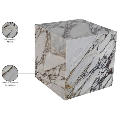 Bolzano White Marble End Table