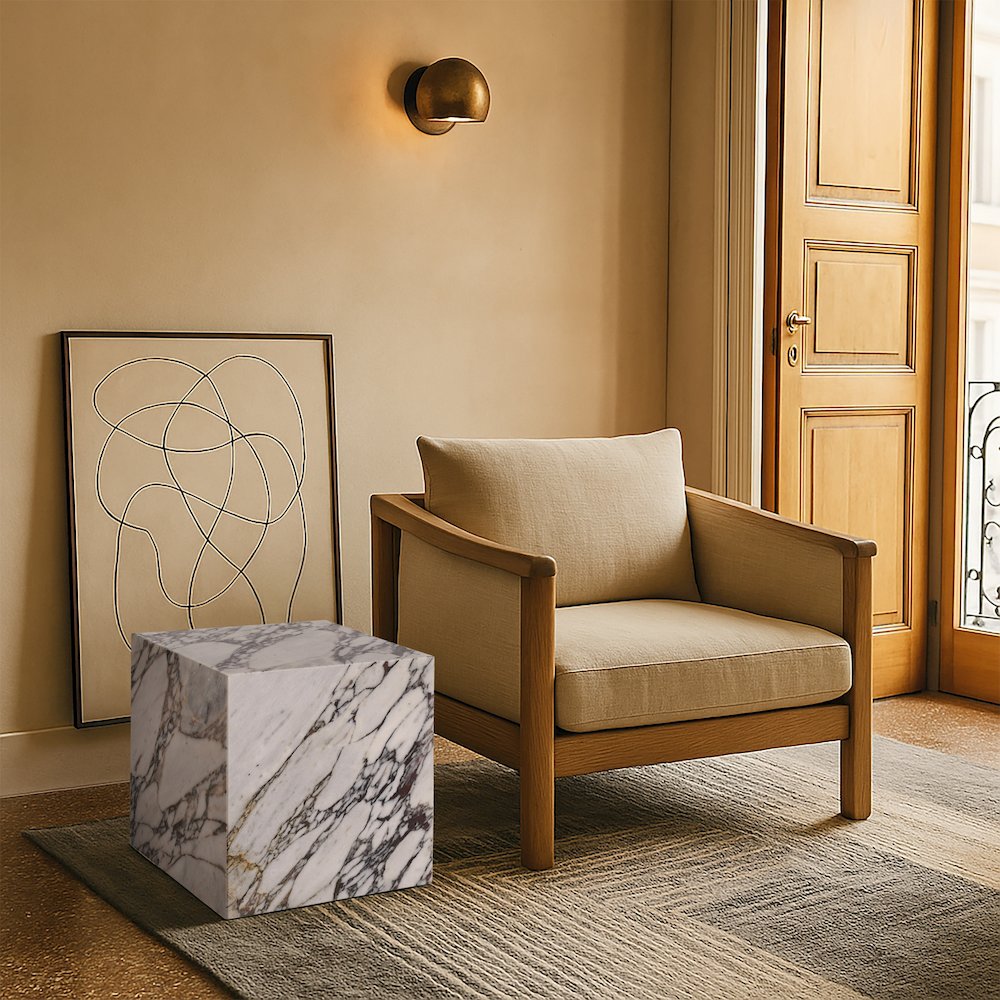 Bolzano White Marble End Table