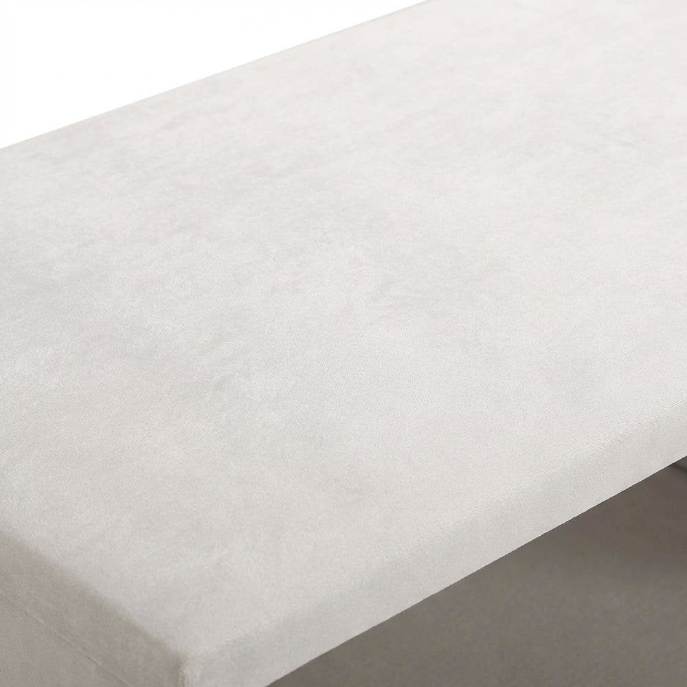 Cream Velvet Nightstand with Contemporary Style for Bedroom Furniture