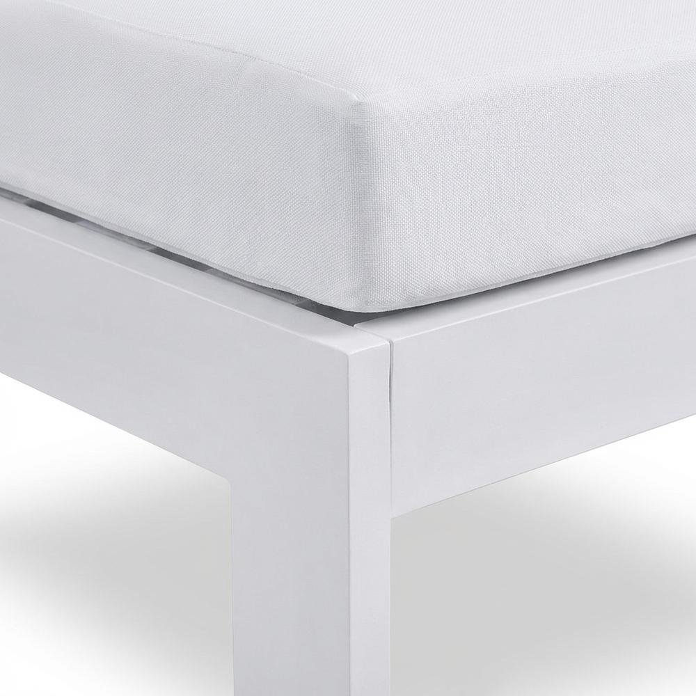 White Fabric Outdoor Patio Aluminum Armless Chair With Contemporary Style