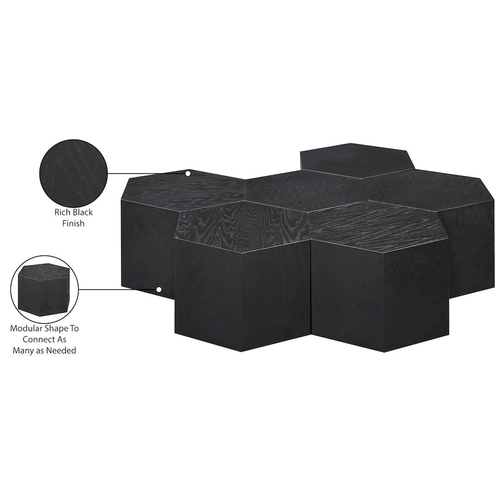 Eternal Black Oak Wood 7pc. Modular Coffee Table
