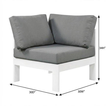 Gray Fabric Outdoor Corner Chair With Aluminum Frame And Contemporary Style