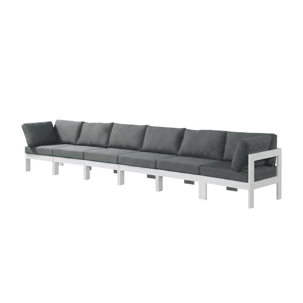 Gray Fabric Outdoor Modular Sofa With Contemporary Style And Cushioned Seating