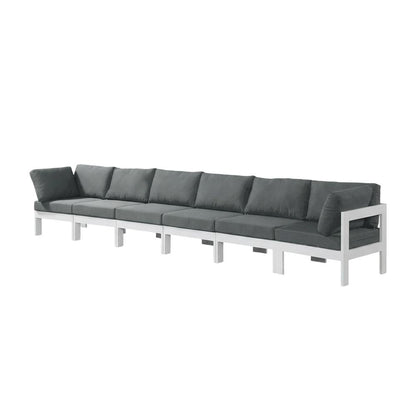 Gray Fabric Outdoor Modular Sofa With Contemporary Style And Cushioned Seating
