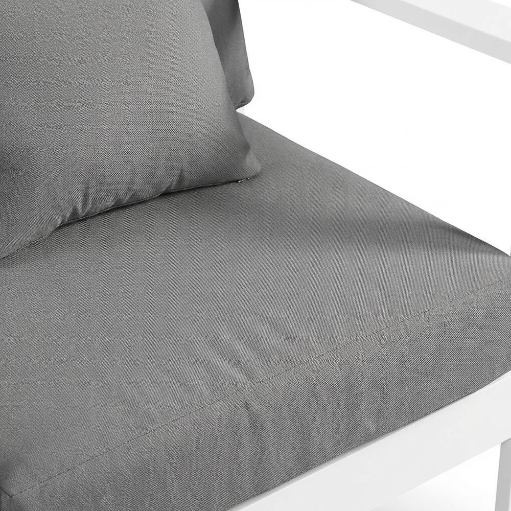 Gray Fabric Outdoor Patio Aluminum Armchair, Cushioned Seat, Contemporary Style