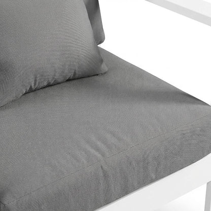 Gray Fabric Outdoor Patio Aluminum Armchair, Cushioned Seat, Contemporary Style