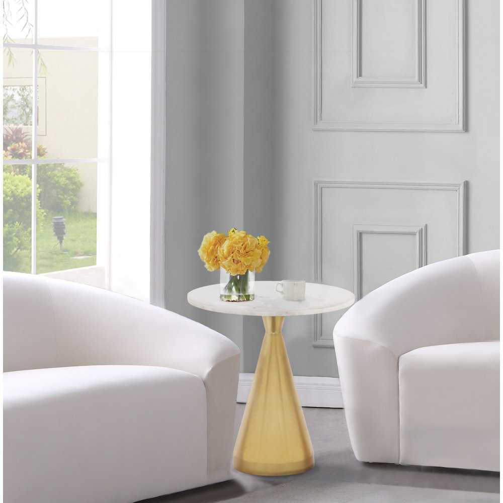 Emery White Marble End Table