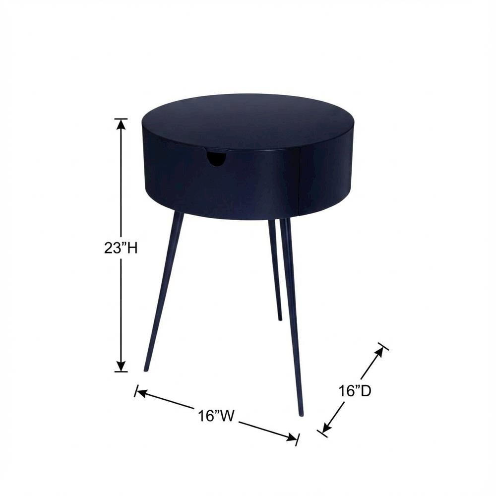 Navy Nightstand with Contemporary Finish and Stylish Design